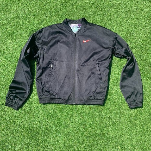 Nike Womens Satin Reversible Running Jacket rare Black Japanese Design Small. - Picture 2 of 8